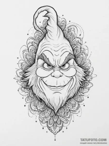 Tattoo sketch the grinch with a skin, concept... - эскиз тату (№1755974122_0, 23.08.2025 18:35) — Tatufoto.com