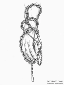 Tattoo sketch hands with a chain, ink illustr... - эскиз тату (№1755974709_0, 23.08.2025 18:45) — Tatufoto.com