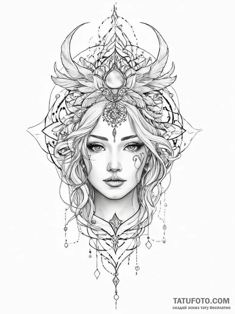 Tattoo sketch mystical self - эскиз тату (№1755975300_0, 23.08.2025 18:55) — Tatufoto.com