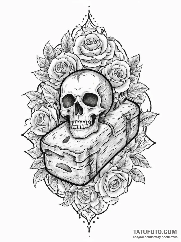 Tattoo sketch baker loaf of bread, concept ar... - эскиз тату (№1755975509_0, 23.08.2025 18:58) — Tatufoto.com