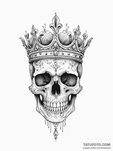 Tattoo sketch узор в виде черепа с короной, c... - эскиз тату (№1755975704_0, 23.08.2025 19:01) — Tatufoto.com