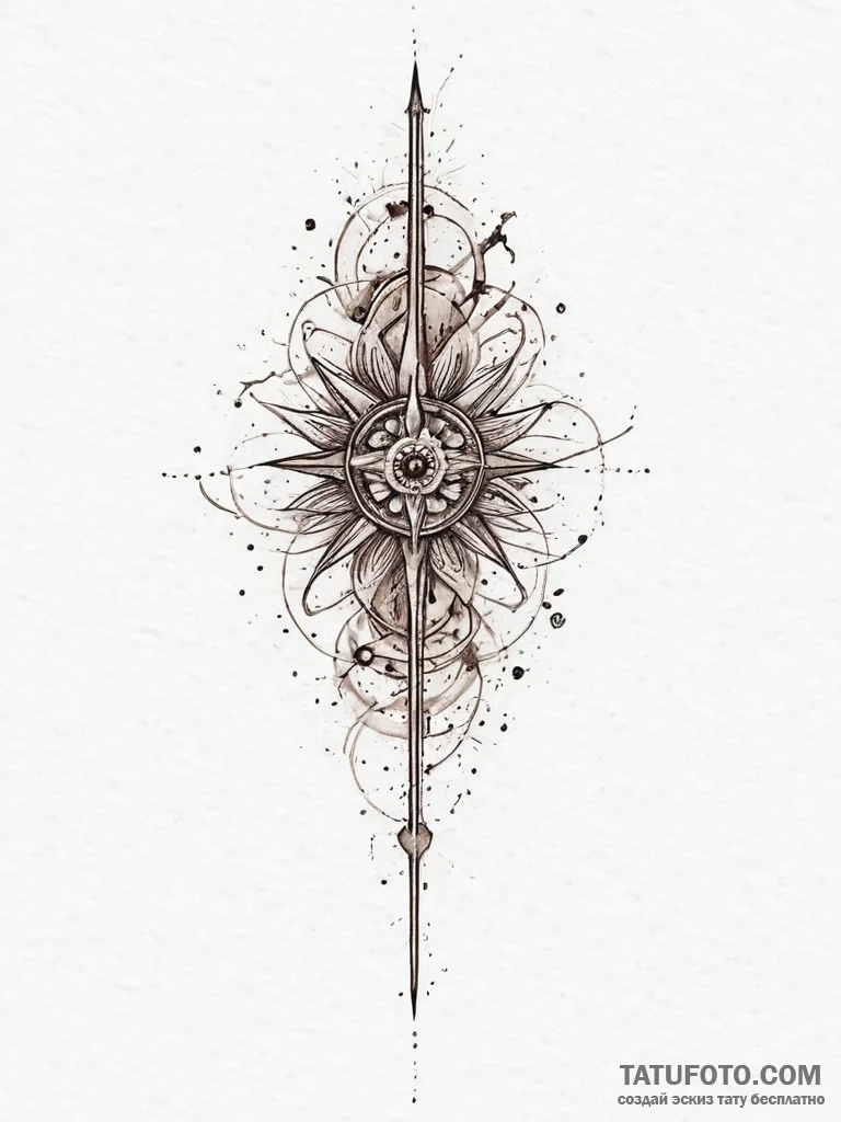 Tattoo sketch needle, tattoo line art, on a c... - эскиз тату (№1755976899_0, 23.08.2025 19:21) — Tatufoto.com