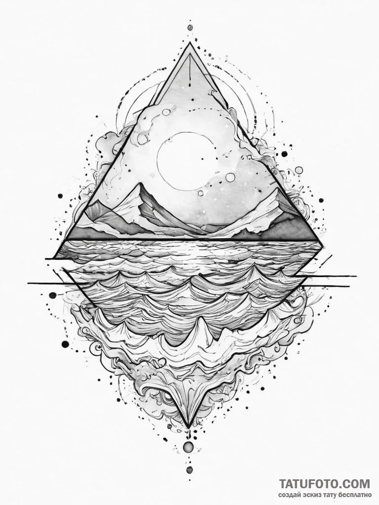 Tattoo sketch узор в виде моря, tattoo line a... - эскиз тату (№1755977101_0, 23.08.2025 19:25) — Tatufoto.com
