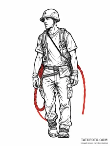 Tattoo sketch soldier with a rope, ink illust... - эскиз тату (№1755977308_0, 23.08.2025 19:28) — Tatufoto.com