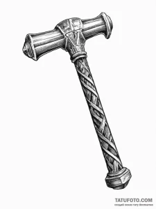 Tattoo sketch hammer with a nail - эскиз тату (№1755977705_0, 23.08.2025 19:35) — Tatufoto.com