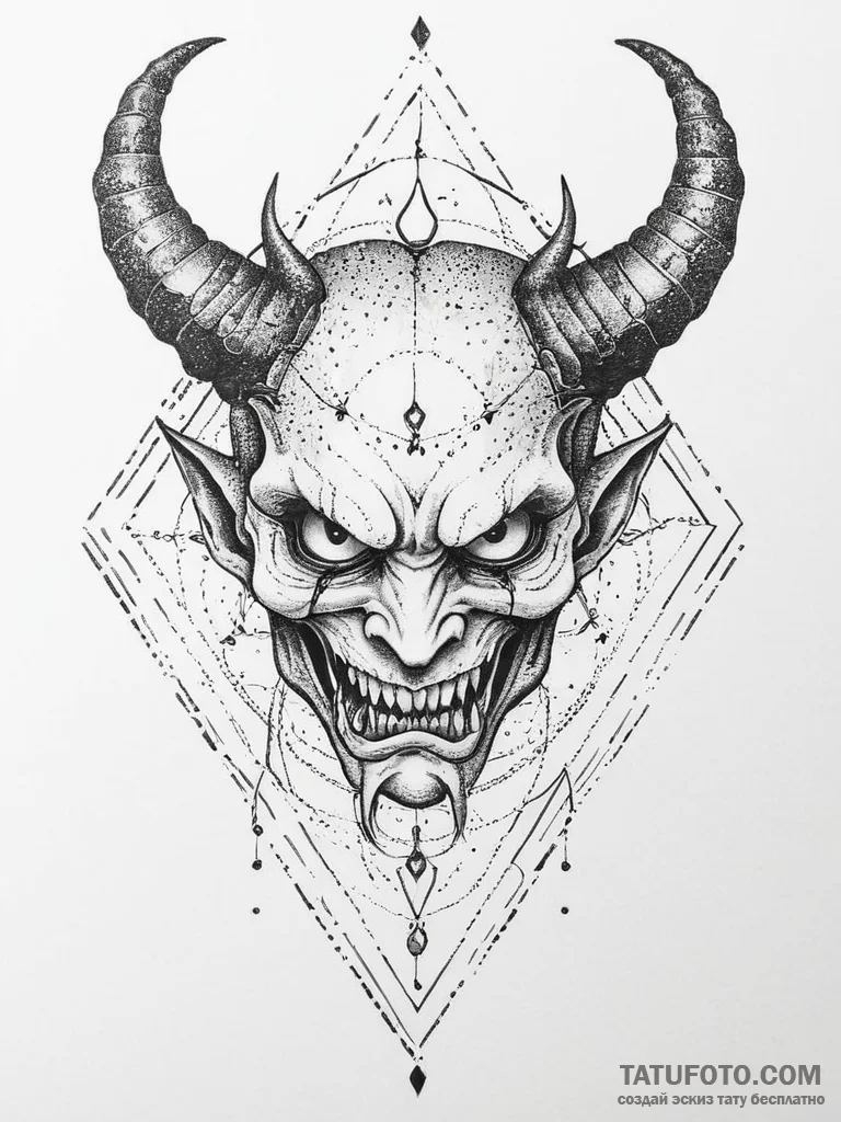 Tattoo sketch узор в виде демона, tattoo sket... - эскиз тату (№1755980100_0, 23.08.2025 20:15) — Tatufoto.com