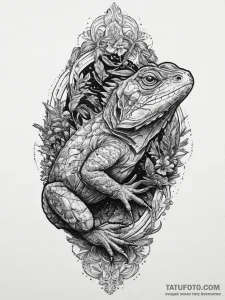 Tattoo sketch tuatara, concept art for tattoo... - эскиз тату (№1755980493_0, 23.08.2025 20:21) — Tatufoto.com