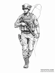 Tattoo sketch soldier with a thread - эскиз тату (№1755981277_0, 23.08.2025 20:34) — Tatufoto.com