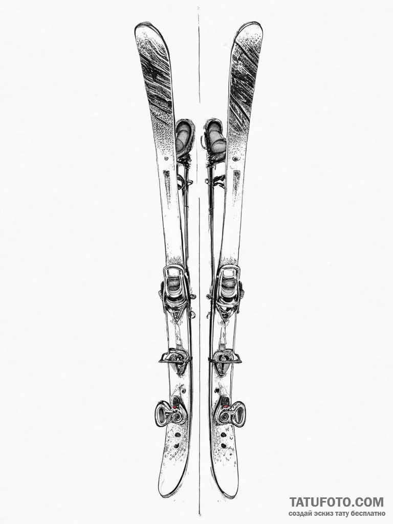 Tattoo sketch skiing skis and poles, artistic... - эскиз тату (№1755981473_0, 23.08.2025 20:37) — Tatufoto.com