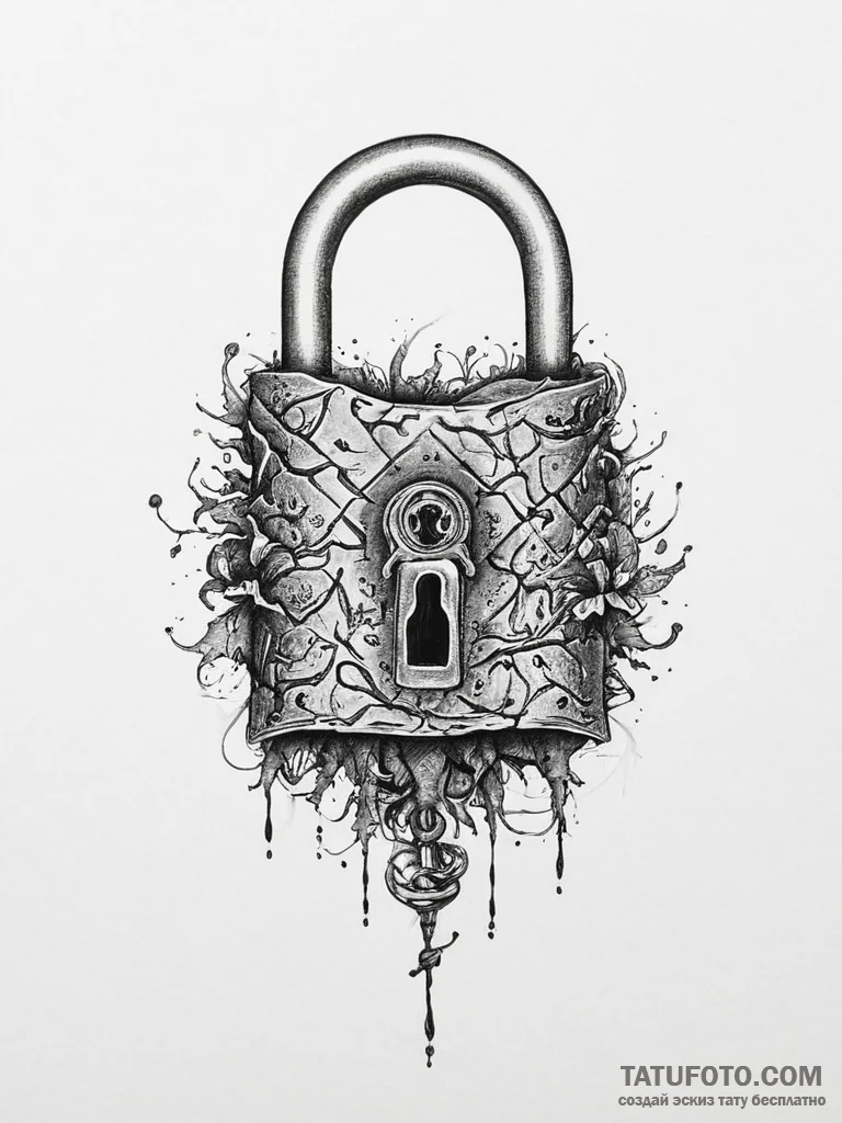 Tattoo hands with a lock, concept art for tat... - эскиз тату (№1755982065_0, 23.08.2025 20:47) — Tatufoto.com