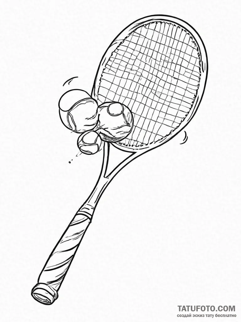 Tattoo sketch tennis tennis racket and ball,... - эскиз тату (№1755983045_0, 23.08.2025 21:04) — Tatufoto.com