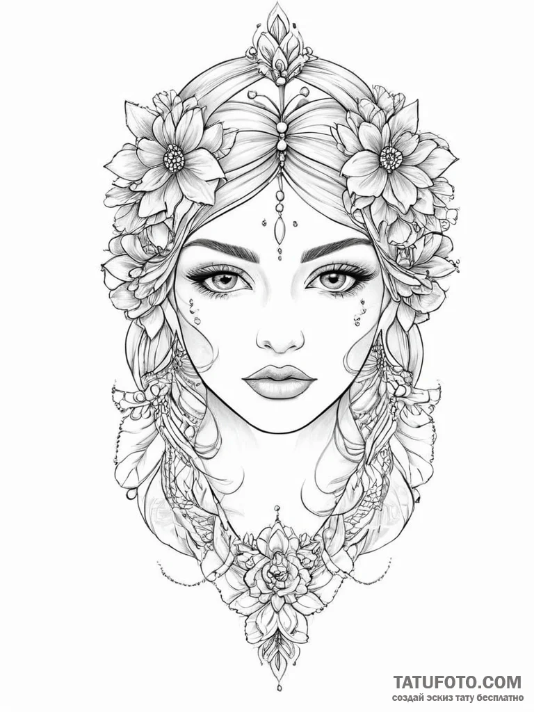 Tattoo sketch узор в виде портрета - эскиз тату (№1755984833_0, 23.08.2025 21:33) — Tatufoto.com
