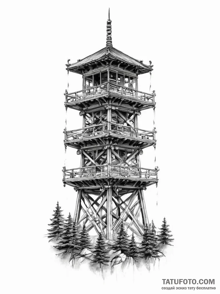 Tattoo sketch tower, tattoo flash sheet desig... - эскиз тату (№1755985418_0, 23.08.2025 21:43) — Tatufoto.com
