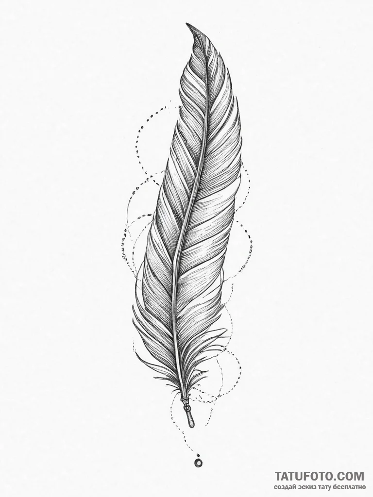 Tattoo sketch feather with birds, tattoo draw... - эскиз тату (№1755986798_0, 23.08.2025 22:06) — Tatufoto.com
