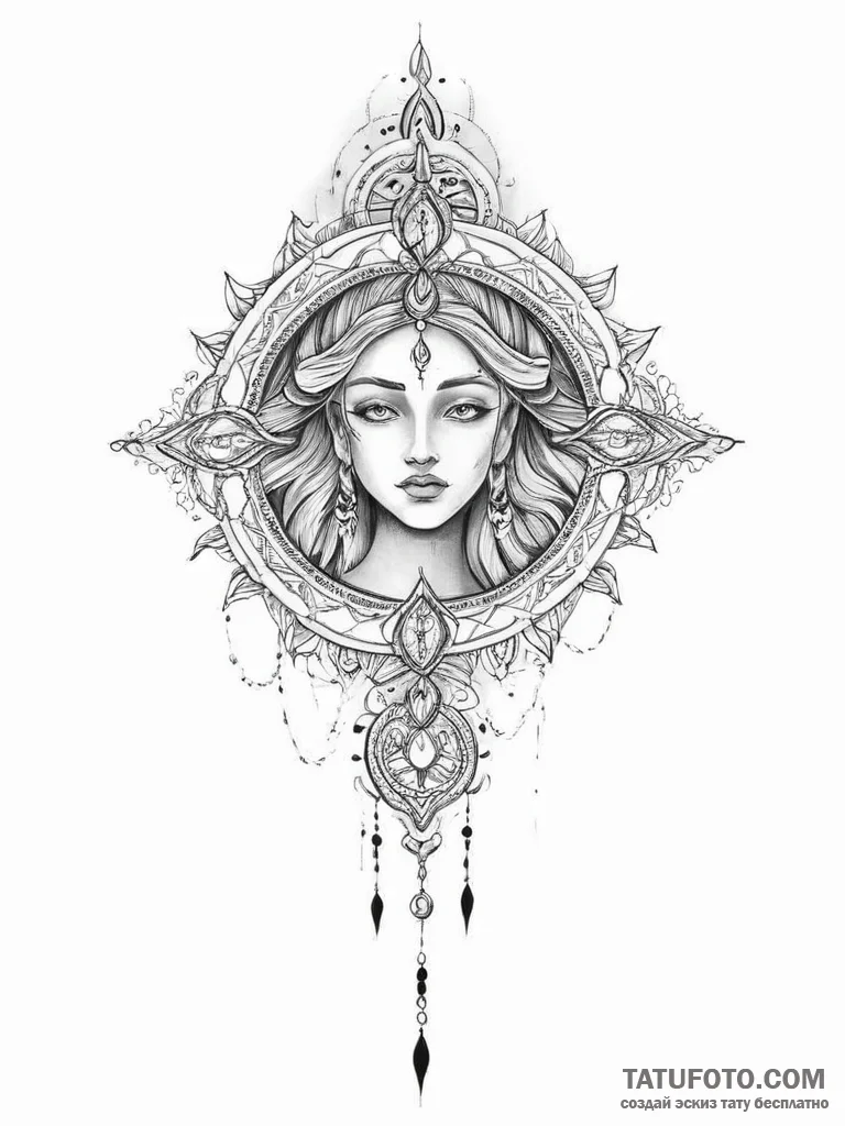 Tattoo sketch spiritual spirit - эскиз тату (№1755987795_0, 23.08.2025 22:23) — Tatufoto.com
