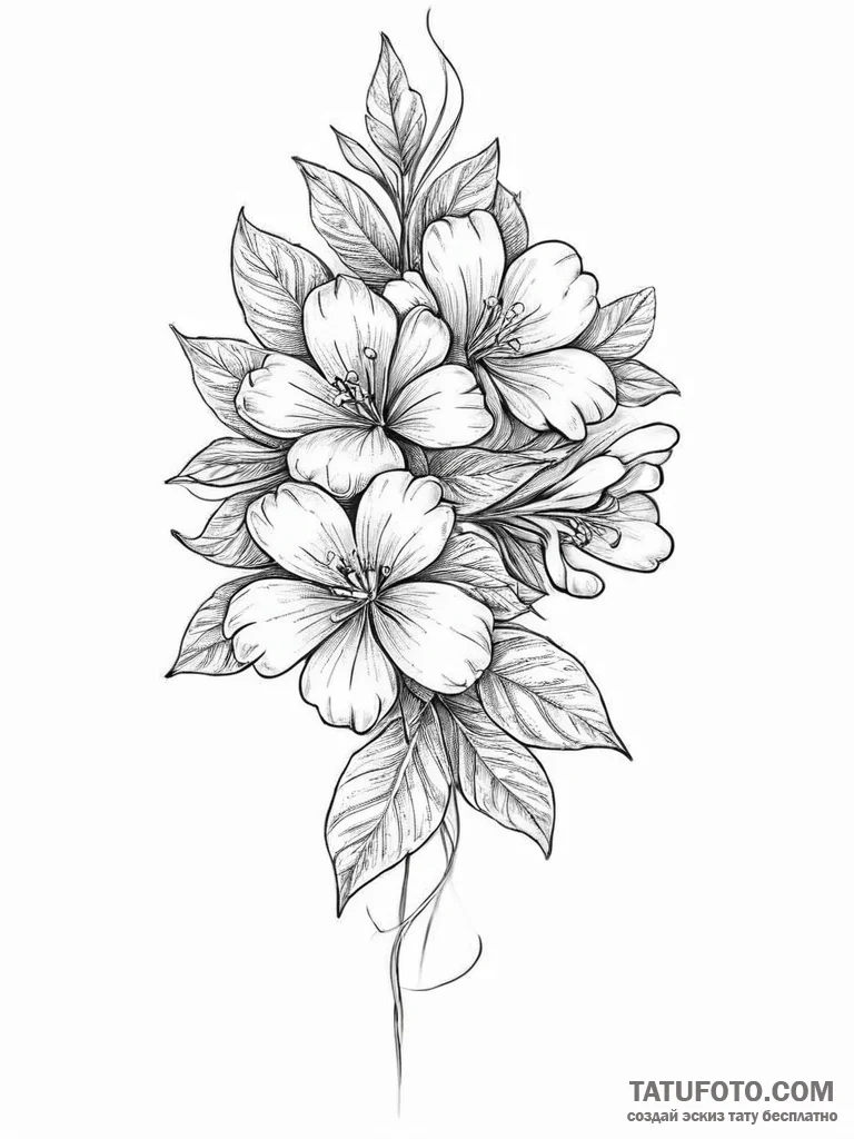 Tattoo sketch lilac flower, concept art for t... - эскиз тату (№1755987993_0, 23.08.2025 22:26) — Tatufoto.com