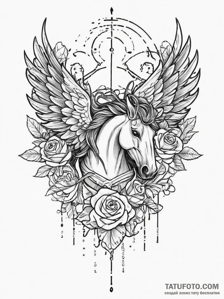 Tattoo sketch pegasus tattoo, tattoo flash sh... - эскиз тату (№1755988980_0, 23.08.2025 22:43) — Tatufoto.com