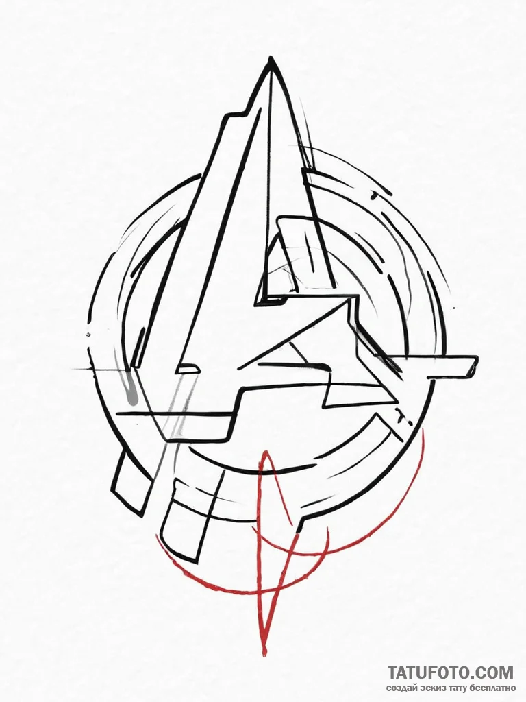 Tattoo sketch avengers logo, concept art for... - эскиз тату (№1755989377_0, 23.08.2025 22:49) — Tatufoto.com