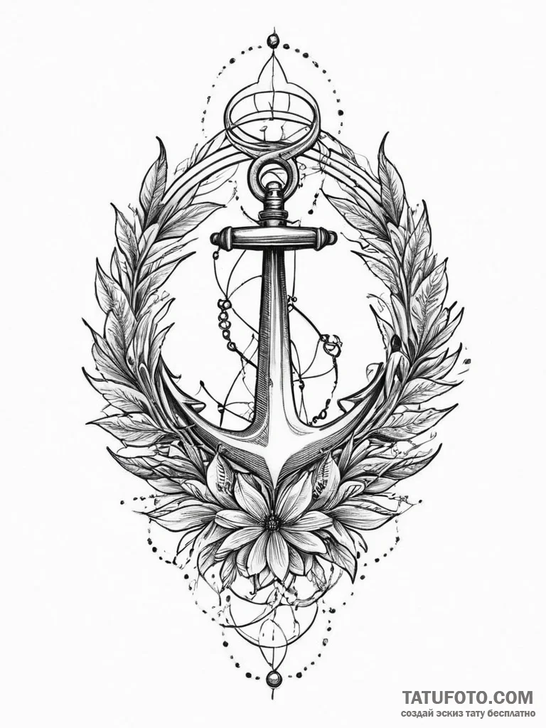 Tattoo sketch a symbolic plant, ink illustrat... - эскиз тату (№1755989768_0, 23.08.2025 22:56) — Tatufoto.com