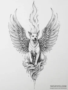Tattoo sketch simargl, the winged dog, with f... - эскиз тату (№1755989972_0, 23.08.2025 22:59) — Tatufoto.com
