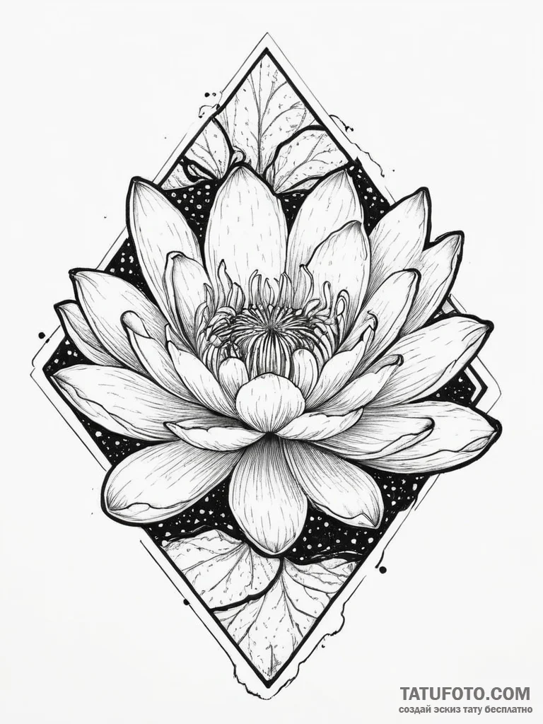 Tattoo sketch giant water lily, concept art f... - эскиз тату (№1755991412_0, 23.08.2025 23:23) — Tatufoto.com