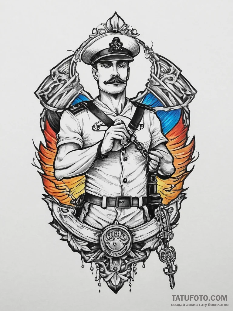 Tattoo sketch soldier with a key, tattoo sket... - эскиз тату (№1755991619_0, 23.08.2025 23:26) — Tatufoto.com