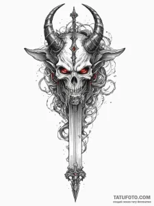 Tattoo sketch demon with a sword, tattoo draw... - эскиз тату (№1755991815_0, 23.08.2025 23:30) — Tatufoto.com