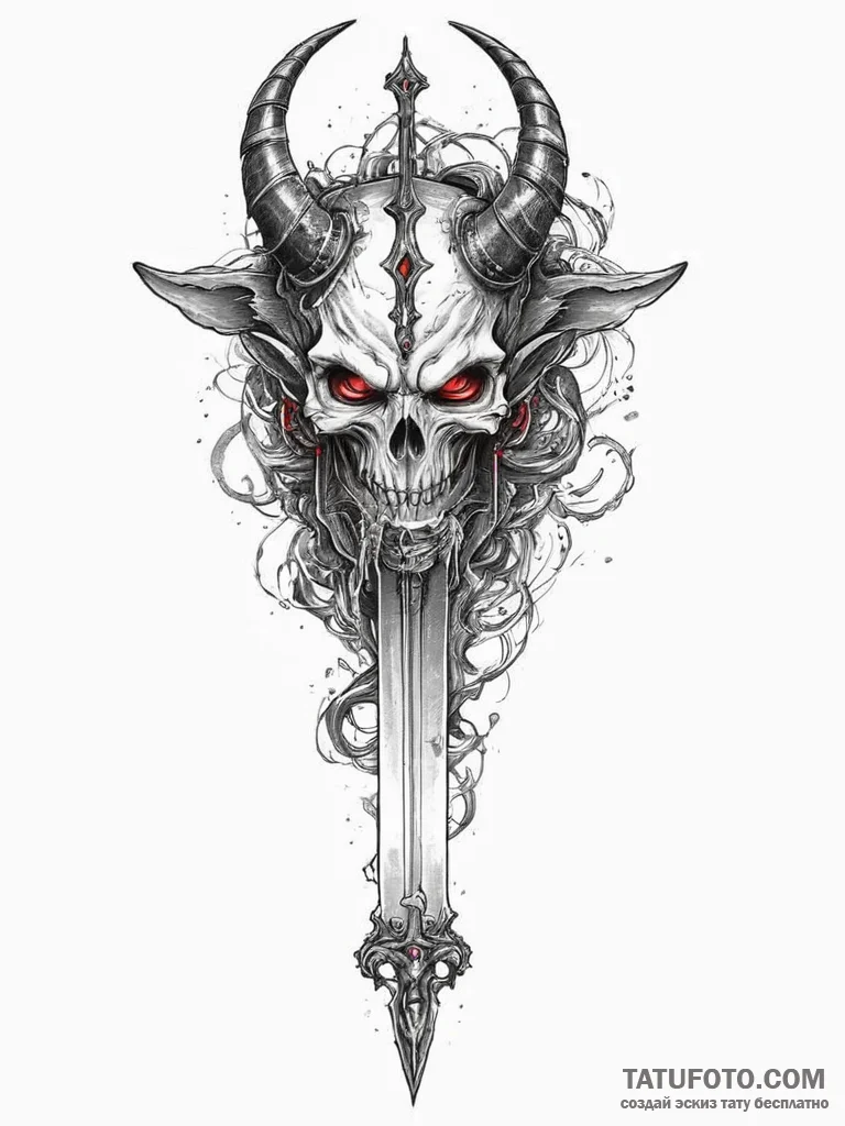 Tattoo sketch demon with a sword, tattoo draw... - эскиз тату (№1755991815_0, 23.08.2025 23:30) — Tatufoto.com