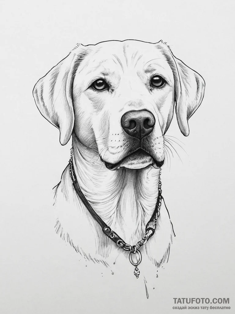 Tattoo sketch labrador - эскиз тату (№1755992215_0, 23.08.2025 23:36) — Tatufoto.com