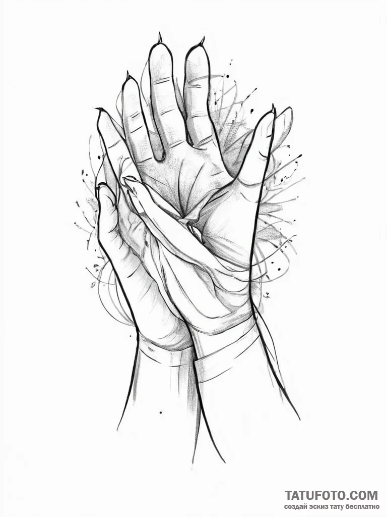 Tattoo sketch hands with a document - эскиз тату (№1755993197_0, 23.08.2025 23:53) — Tatufoto.com
