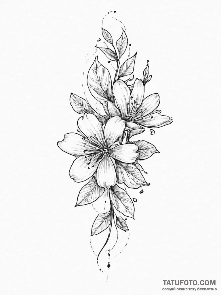 Tattoo sketch honeysuckle, tattoo drawing out... - эскиз тату (№1755993597_0, 23.08.2025 23:59) — Tatufoto.com