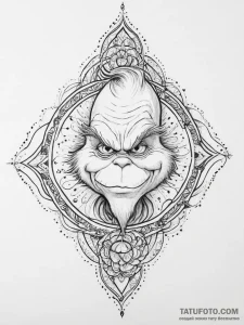 Tattoo sketch the grinch with a tail, ink ill... - эскиз тату (№1755995968_0, 24.08.2025 00:39) — Tatufoto.com