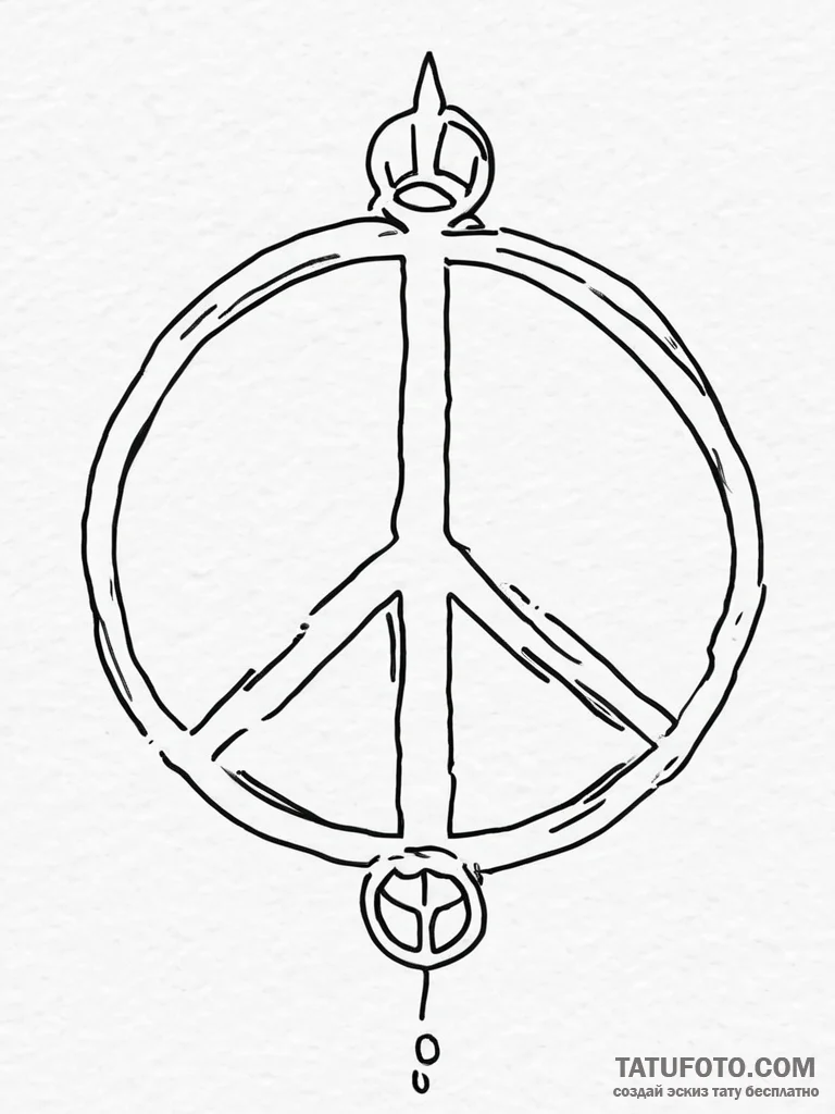 Tattoo sketch peace symbol in a circle, tatto... - эскиз тату (№1755996767_0, 24.08.2025 00:52) — Tatufoto.com