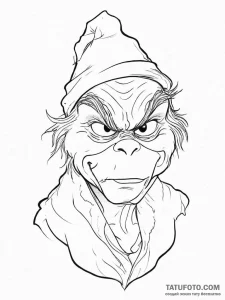 Tattoo sketch the grinch with a scale, artist... - эскиз тату (№1755997758_0, 24.08.2025 01:09) — Tatufoto.com