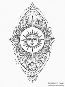 Tattoo sketch tarot card sun, tattoo flash sh... - эскиз тату (№1755997958_0, 24.08.2025 01:12) — Tatufoto.com
