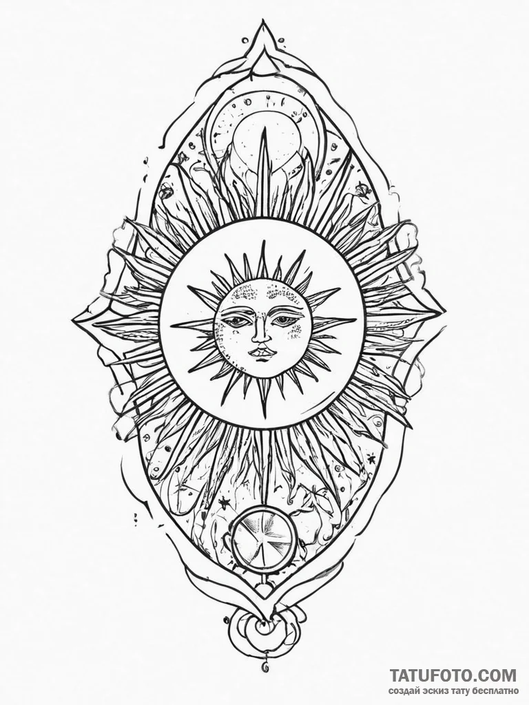 Tattoo sketch tarot card sun, tattoo flash sh... - эскиз тату (№1755997958_0, 24.08.2025 01:12) — Tatufoto.com