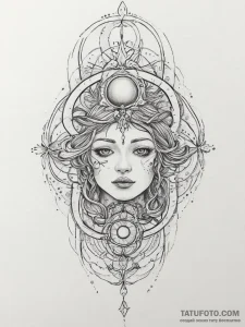 Tattoo sketch cosmic self, tattoo line art, m... - эскиз тату (№1755999361_0, 24.08.2025 01:36) — Tatufoto.com