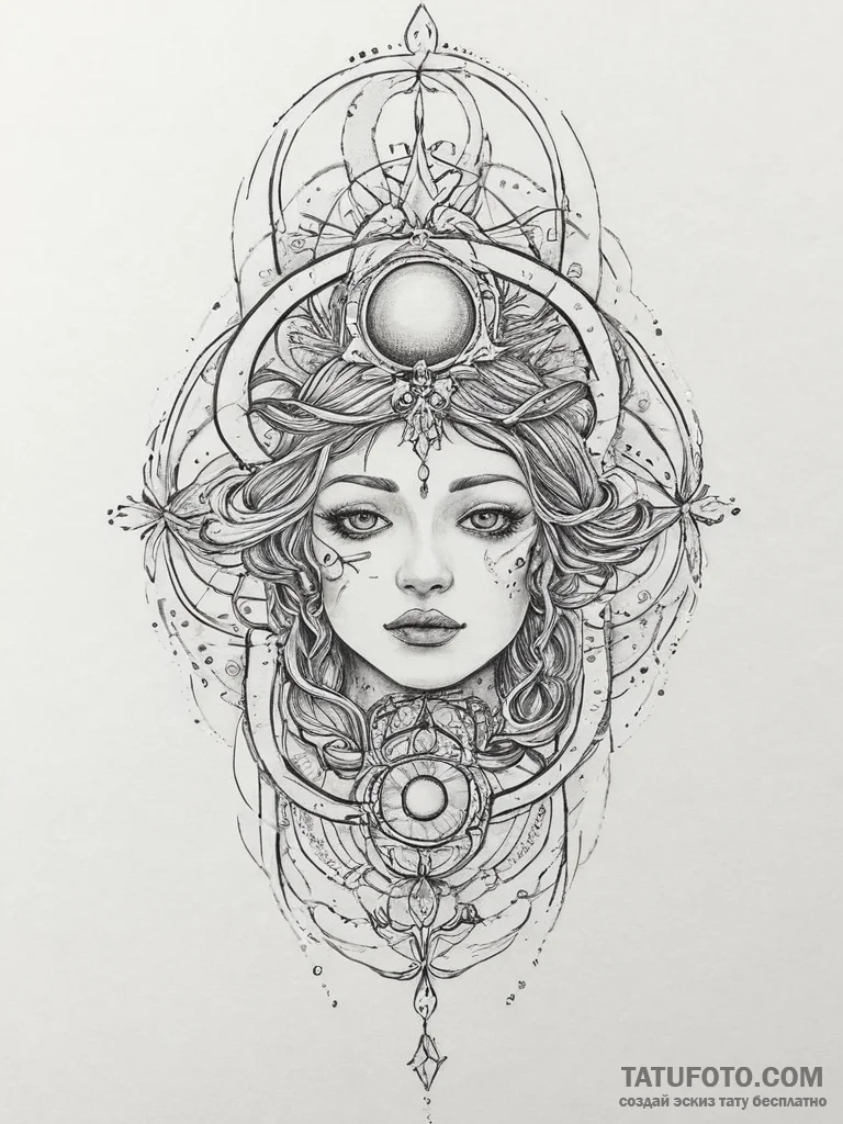 Tattoo sketch cosmic self, tattoo line art, m... - эскиз тату (№1755999361_0, 24.08.2025 01:36) — Tatufoto.com
