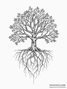 Tattoo sketch oak tree with roots, concept ar... - эскиз тату (№1756000165_0, 24.08.2025 01:49) — Tatufoto.com