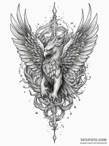 Tattoo sketch griffin landing, tattoo flash s... - эскиз тату (№1756000368_0, 24.08.2025 01:52) — Tatufoto.com