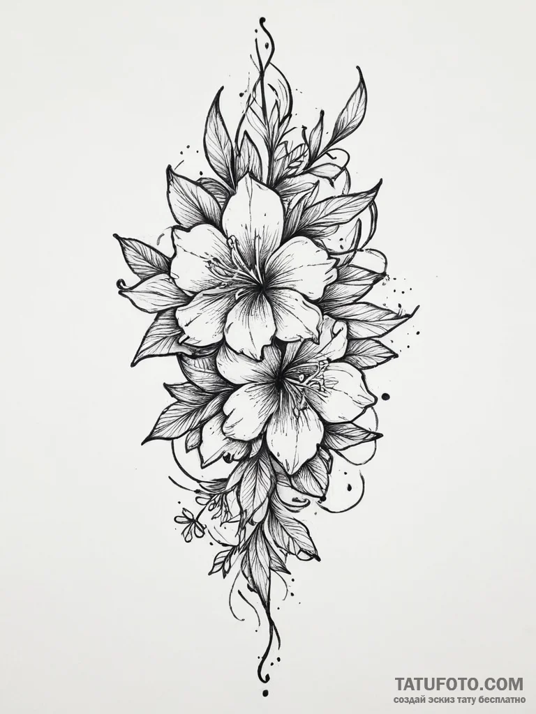 Tattoo sketch larkspur flower, tattoo flash s... - эскиз тату (№1756001163_0, 24.08.2025 02:06) — Tatufoto.com