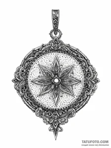 Tattoo sketch locket with engraving, ink illu... - эскиз тату (№1756003019_0, 24.08.2025 02:36) — Tatufoto.com