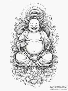 Tattoo sketch laughing buddha, tattoo drawing... - эскиз тату (№1756003214_0, 24.08.2025 02:40) — Tatufoto.com