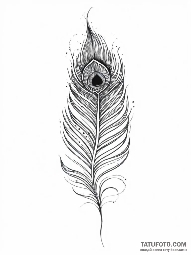 Tattoo sketch peacock feather - эскиз тату (№1756004012_0, 24.08.2025 02:53) — Tatufoto.com