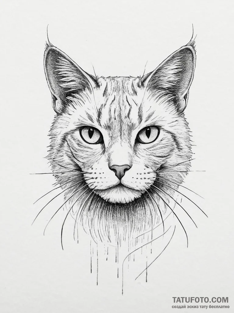 Tattoo sketch elegant cat, ink illustration f... - эскиз тату (№1756004634_0, 24.08.2025 03:03) — Tatufoto.com