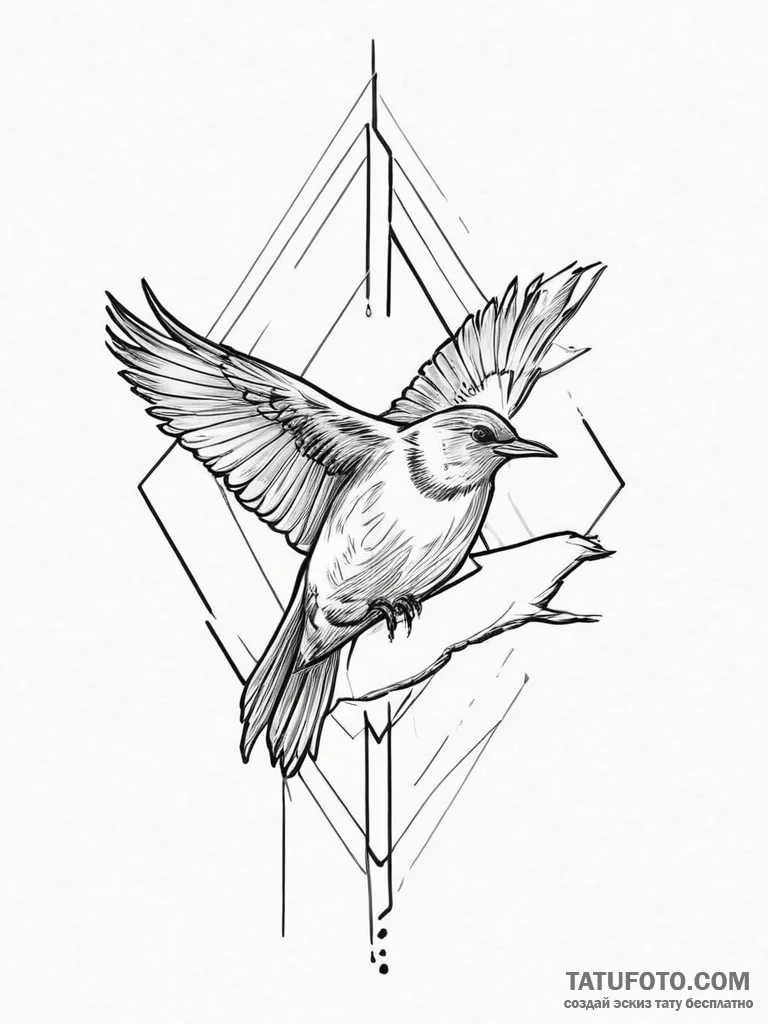 Tattoo sketch blackbird, concept art for tatt... - эскиз тату (№1756005837_0, 24.08.2025 03:23) — Tatufoto.com