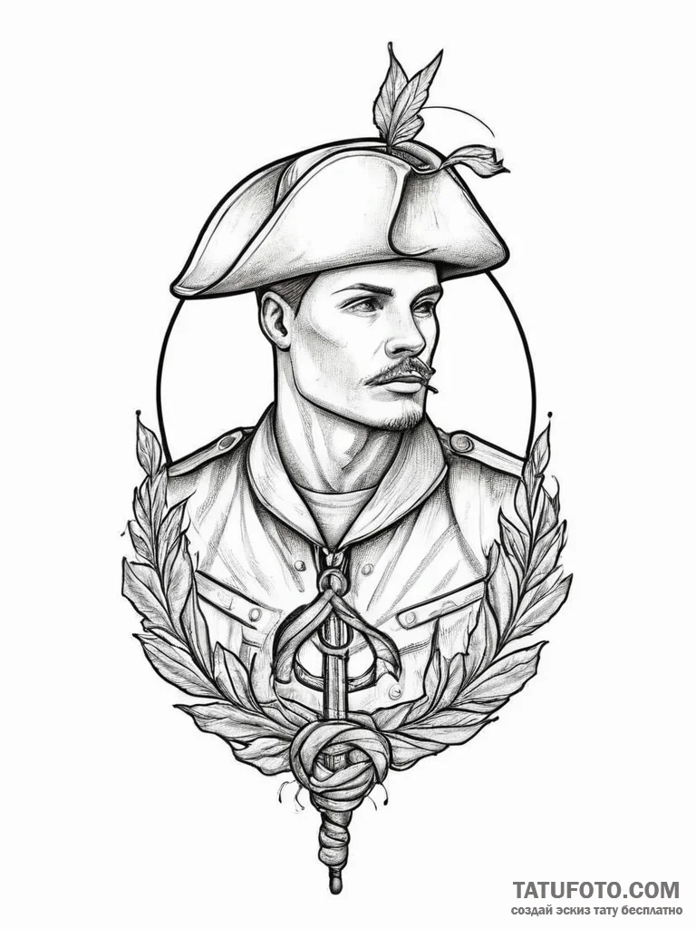 Tattoo sketch soldier with a thread, ink illu... - эскиз тату (№1756006439_0, 24.08.2025 03:33) — Tatufoto.com