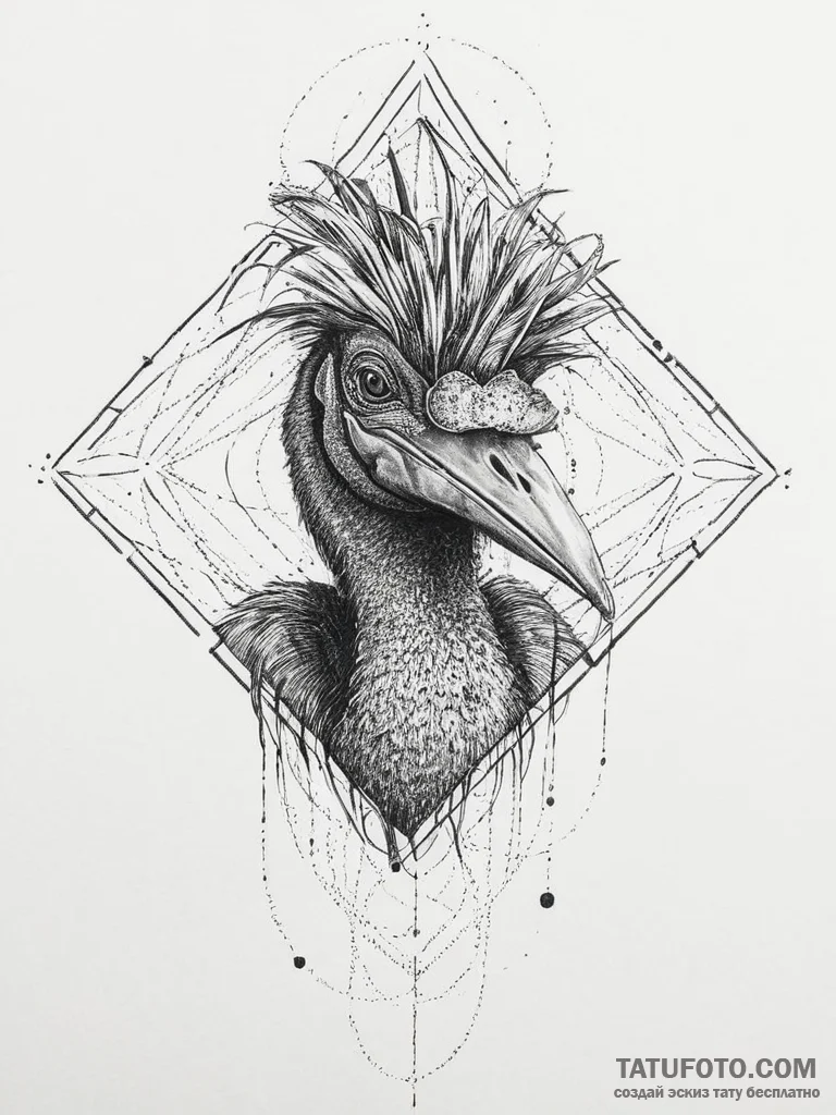 Tattoo sketch cassowary, tattoo drawing outli... - эскиз тату (№1756007850_0, 24.08.2025 03:57) — Tatufoto.com