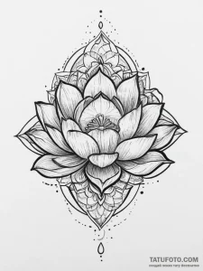Tattoo sketch sesen (lotus flower) with a sun... - эскиз тату (№1756008046_0, 24.08.2025 04:00) — Tatufoto.com