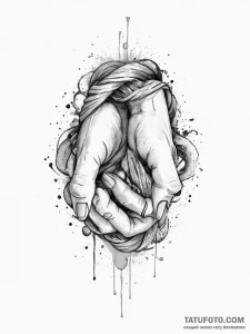 Tattoo sketch hands with a knot, tattoo line... - эскиз тату (№1756012074_0, 24.08.2025 05:07) — Tatufoto.com